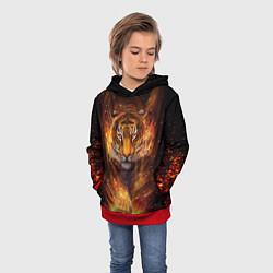 Толстовка-худи детская Огненный тигр Сила огня, цвет: 3D-красный — фото 2
