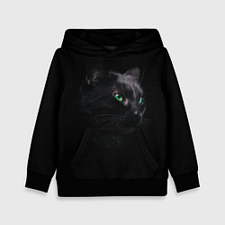 Толстовка-худи детская Черна кошка с изумрудными глазами, цвет: 3D-черный