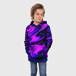 Толстовка-худи детская НЕОНОВЫЕ РАЗВОДЫ КРАСОК, цвет: 3D-синий — фото 2