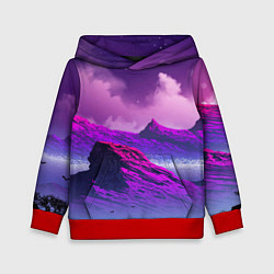 Толстовка-худи детская Горы Закат Аниме, цвет: 3D-красный
