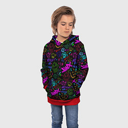Толстовка-худи детская League Of Legends - Arcane неоновые логотипы, цвет: 3D-красный — фото 2
