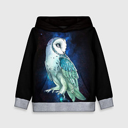 Толстовка-худи детская Полярная сова в космосе, цвет: 3D-меланж