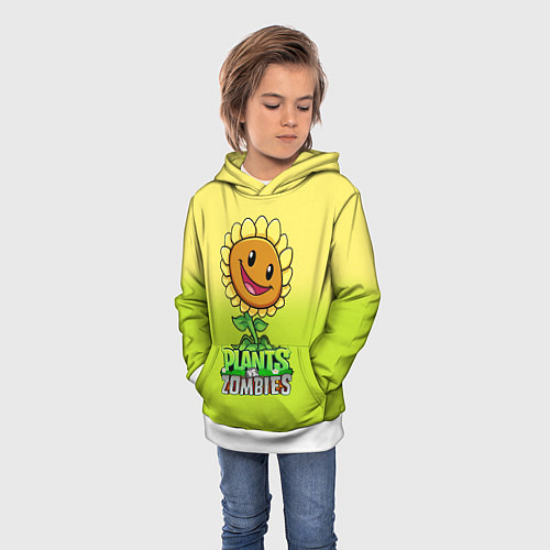 Детская толстовка Plants vs Zombies - Подсолнух / 3D-Белый – фото 3