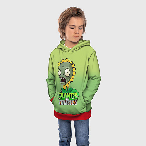 Детская толстовка Plants vs Zombies зомби-подсолнух / 3D-Красный – фото 3