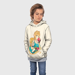 Толстовка-худи детская Линк и Зельда с яблоками, цвет: 3D-меланж — фото 2
