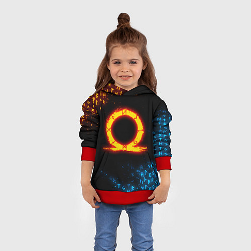 Детская толстовка GOD OF WAR CRATOS FIRE SYMBOL RUNE / 3D-Красный – фото 4