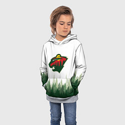 Толстовка-худи детская Minnesota Wild, Миннесота Уайлд Лес, цвет: 3D-меланж — фото 2