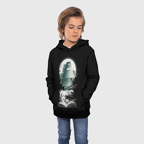 Детская толстовка Книга Путешествий / 3D-Черный – фото 3