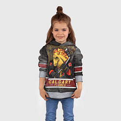 Толстовка-худи детская Калгари Флэймз, Calgary Flames Маскот, цвет: 3D-меланж — фото 2