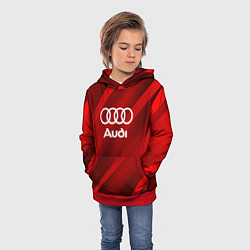 Толстовка-худи детская Audi red полосы, цвет: 3D-красный — фото 2
