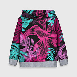 Толстовка-худи детская Папоротниковый неон, цвет: 3D-меланж