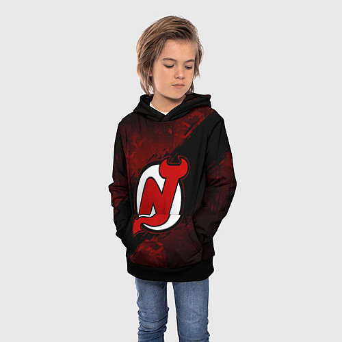 Детская толстовка New Jersey Devils, Нью Джерси Девилз / 3D-Черный – фото 3