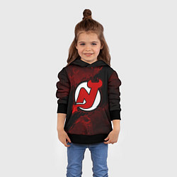 Толстовка-худи детская New Jersey Devils, Нью Джерси Девилз, цвет: 3D-черный — фото 2