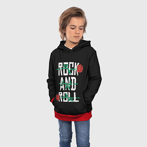 Детская толстовка ROCK AND ROLL розы / 3D-Красный – фото 3