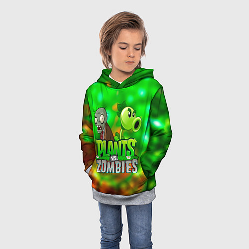 Детская толстовка Plants vs Zombies горохострел и зомби / 3D-Меланж – фото 3