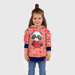 Толстовка-худи детская Панда с сердечком день влюбленных, цвет: 3D-синий — фото 2
