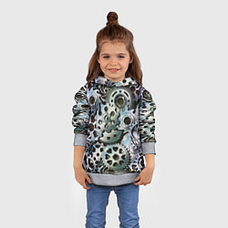 Толстовка-худи детская Стимпанк шестеренки Steampunk, цвет: 3D-меланж — фото 2