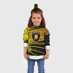 Толстовка-худи детская Lamborghini - Следы от шин, цвет: 3D-белый — фото 2