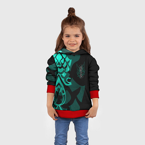 Детская толстовка МАСКА И ТАТУИРОВКА СЯО XIAO ГЕНШИН / 3D-Красный – фото 4