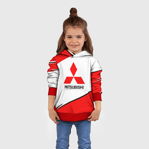Детская толстовка Mitsubishi Logo Geometry / 3D-Красный – фото 4