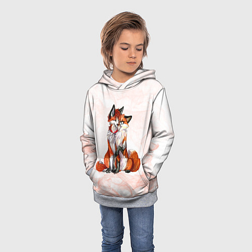 Детская толстовка Влюблённые Лисы Love / 3D-Меланж – фото 3