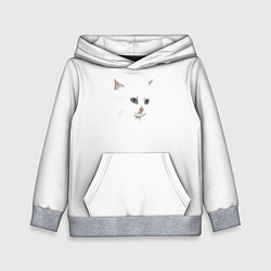 Толстовка-худи детская Белый незаметный кот, цвет: 3D-меланж