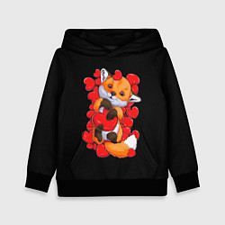 Толстовка-худи детская Лиса Символ любви, цвет: 3D-черный