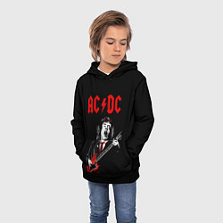 Толстовка-худи детская AC DC Ангус Янг гитарист, цвет: 3D-черный — фото 2