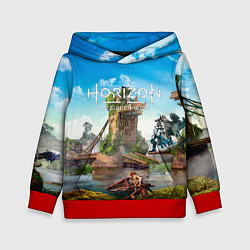 Толстовка-худи детская Horizon Forbidden West - разрушенный мост, цвет: 3D-красный