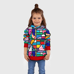 Толстовка-худи детская Ромеро Бритто красочный узор, цвет: 3D-красный — фото 2
