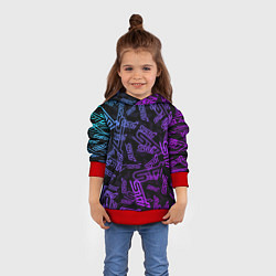 Толстовка-худи детская STI NEON PATTERN, цвет: 3D-красный — фото 2