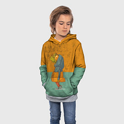 Толстовка-худи детская Лягушка модник Frog, цвет: 3D-меланж — фото 2