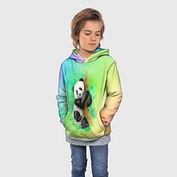 Толстовка-худи детская ПАНДА PANDA ЦВЕТНЫЕ КРАСКИ, цвет: 3D-меланж — фото 2