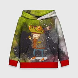 Толстовка-худи детская Лягушка хулиган Frog hooligan, цвет: 3D-красный