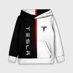 Толстовка-худи детская ТЕСЛА -TESLA КРАСНАЯ ЛИНИЯ МИНИМАЛИЗМ, цвет: 3D-белый