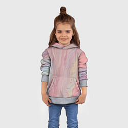 Толстовка-худи детская Мраморный дизайн с розовыми, синими и желтыми цвет, цвет: 3D-меланж — фото 2