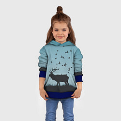 Толстовка-худи детская Северный Олень Reindeer, цвет: 3D-синий — фото 2