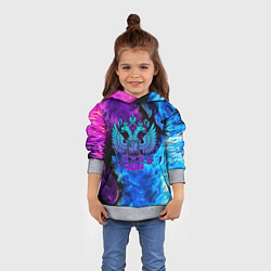 Толстовка-худи детская НЕОНОВЫЙ ГЕРБ РОССИИ ОГОНЬ NEON FIRE, цвет: 3D-меланж — фото 2
