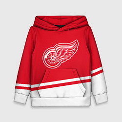 Толстовка-худи детская Detroit Red Wings, Детройт Ред Уингз Диагональные, цвет: 3D-белый