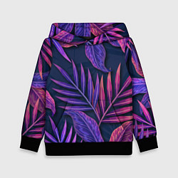 Толстовка-худи детская Neon Tropical plants pattern, цвет: 3D-черный