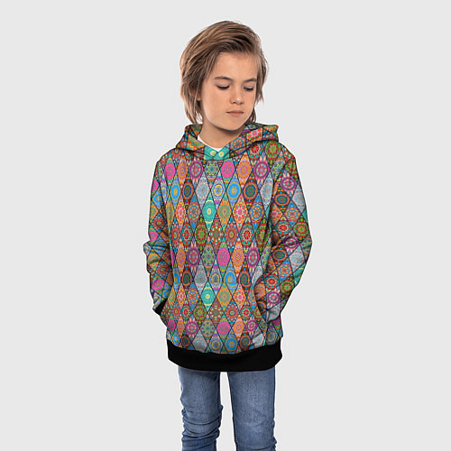 Детская толстовка Мандалы Текстура / 3D-Черный – фото 3