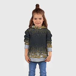 Толстовка-худи детская Золотые блестки на темном фоне Сияющий глиттер, бл, цвет: 3D-меланж — фото 2