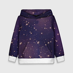 Толстовка-худи детская Звездное ночное небо Галактика Космос, цвет: 3D-белый