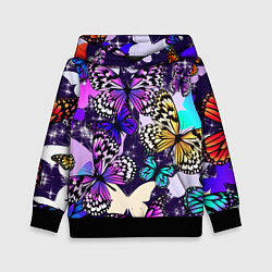 Толстовка-худи детская Бабочки Butterflies, цвет: 3D-черный