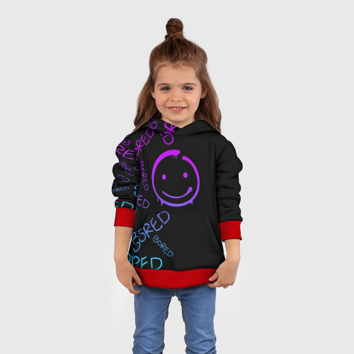 Детская толстовка Neon Bored Half pattern / 3D-Красный – фото 4
