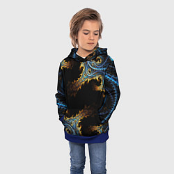 Толстовка-худи детская Огненные фракталы 3d, цвет: 3D-синий — фото 2