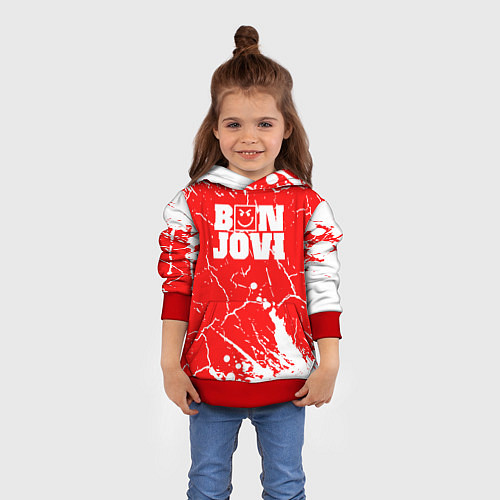 Детская толстовка Bon jovi Трещины / 3D-Красный – фото 4