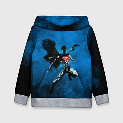 Толстовка-худи детская Супермен в небе, цвет: 3D-меланж