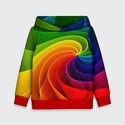 Толстовка-худи детская Спираль Модный узор 2023 Неон, цвет: 3D-красный