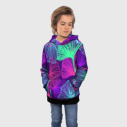 Толстовка-худи детская Neon color pattern Fashion 2023, цвет: 3D-черный — фото 2